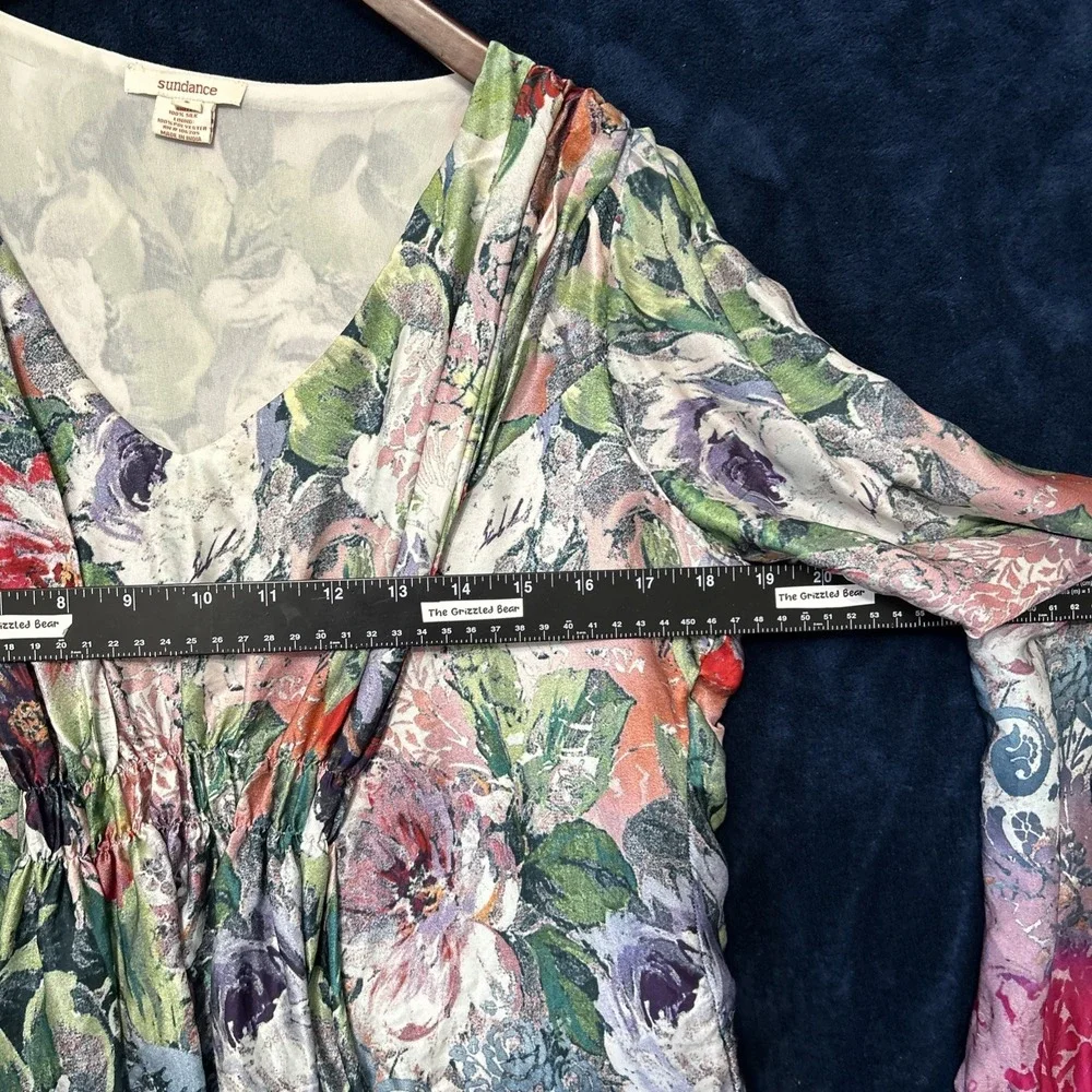 Sundance Womens Silk Top Size S Peasant Artsy‎ Print Floral Luxury Maximalist
